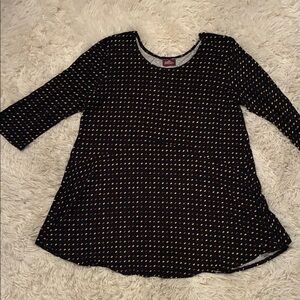 Black and polka dot colored a line top made in USA
